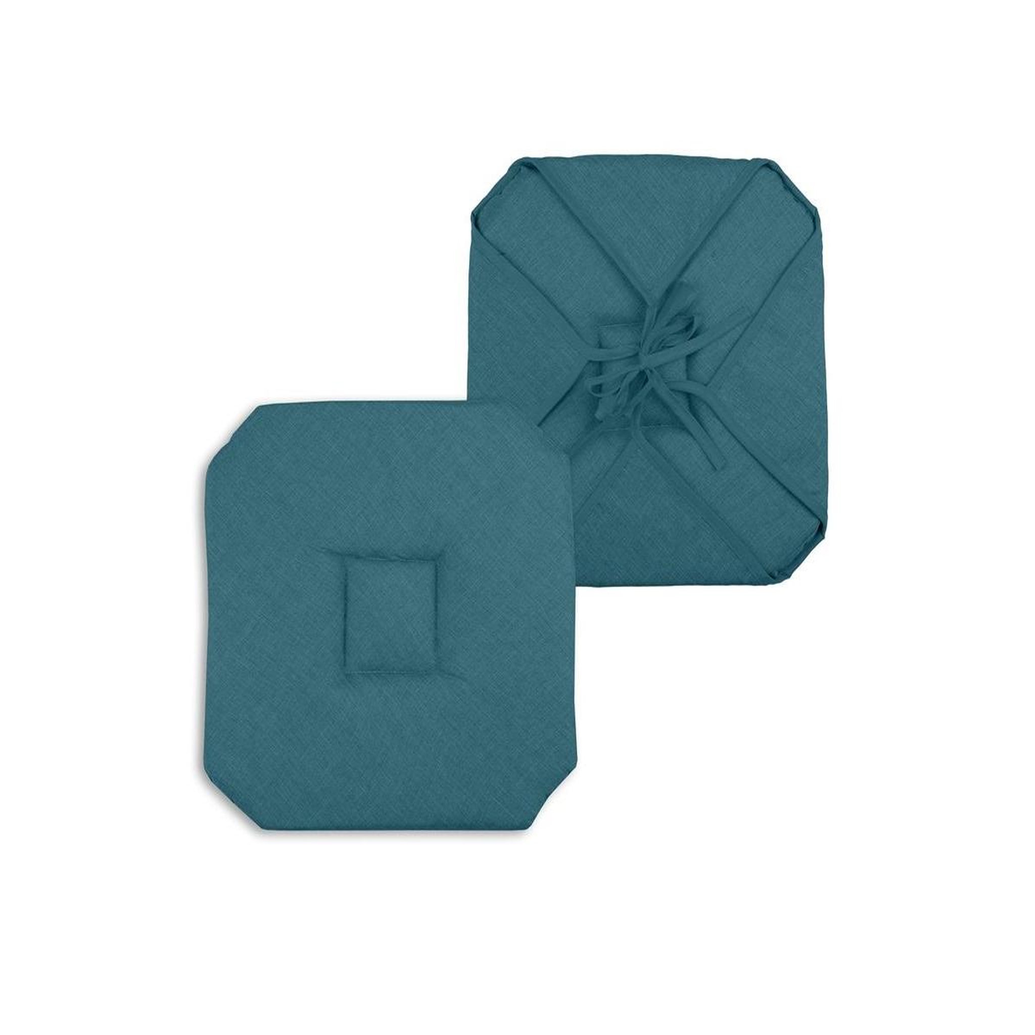 Eden Galette de chaise 4 rabats chinée. Coloris disponibles : Gris, Marron, Vert, Bleu