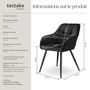 Voir la diapositive 6 : tectake Chaise de salle à manger rembourrée et en velours matelassé noir/noir Lot de 4