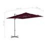 Voir la diapositive 6 : VIDAXL Parasol de jardin en porte-a-faux mat en acier rouge bordeaux