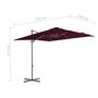 Voir la diapositive 6 : VIDAXL Parasol de jardin en porte-a-faux mat en acier rouge bordeaux