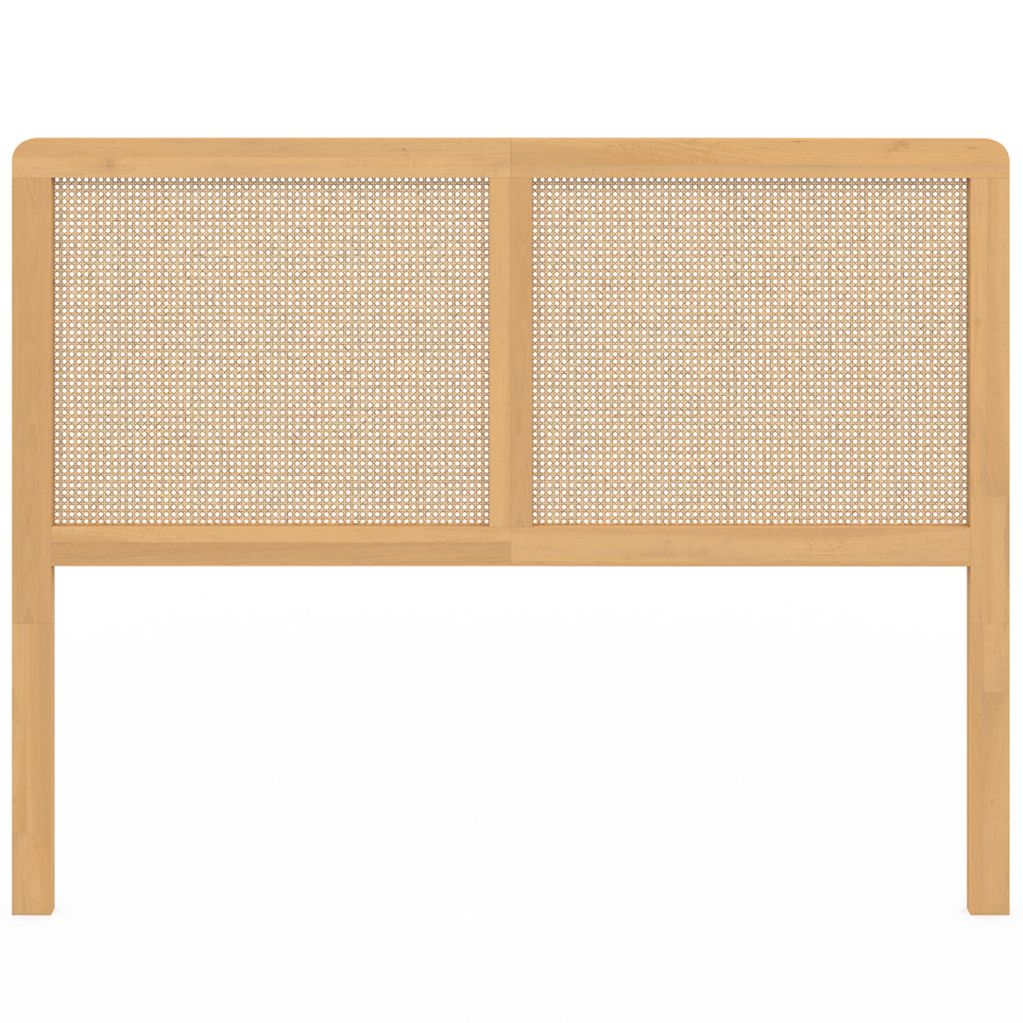 Voir la diapositive 3 : ID MARKET Tête de lit sur pied edhen 140 cm cannage et bois
