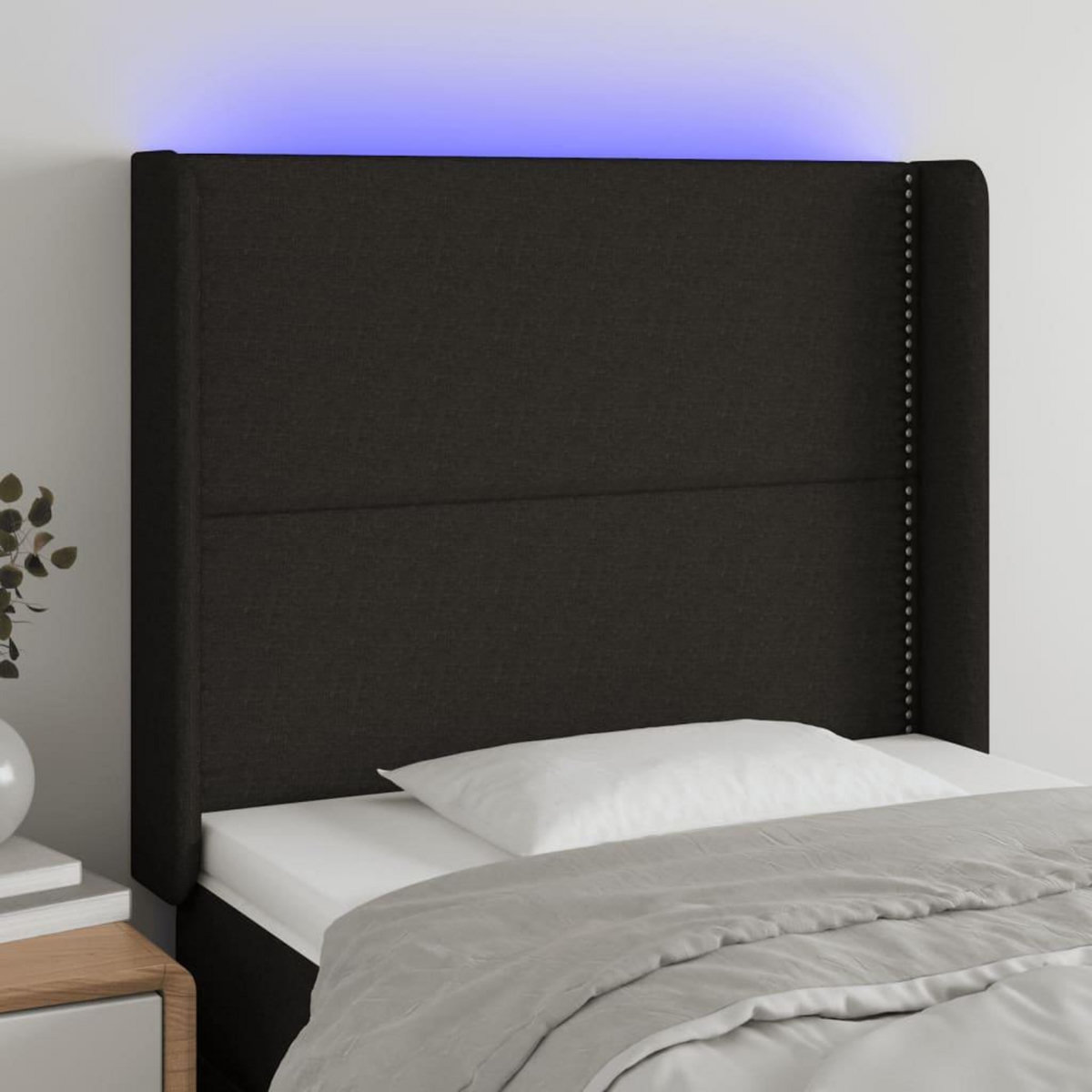 VIDAXL Tete de lit a LED Noir 83x16x118/128 cm Tissu