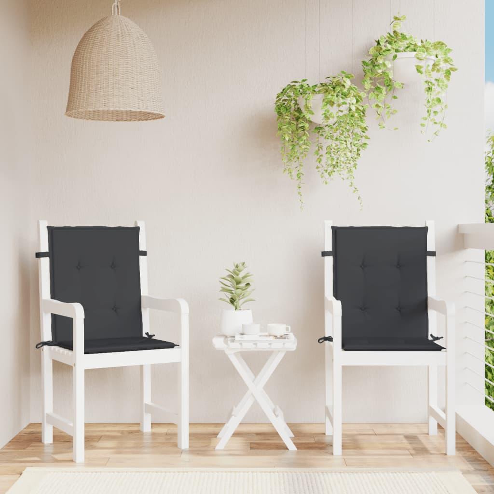 Voir la diapositive 1 : VIDAXL Coussins de chaise de jardin a dossier bas lot de 2 noir