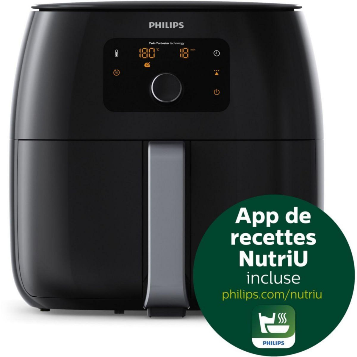 Philips Airfryer HD9653/90 airfryer deep black silver pas cher Auchan.fr