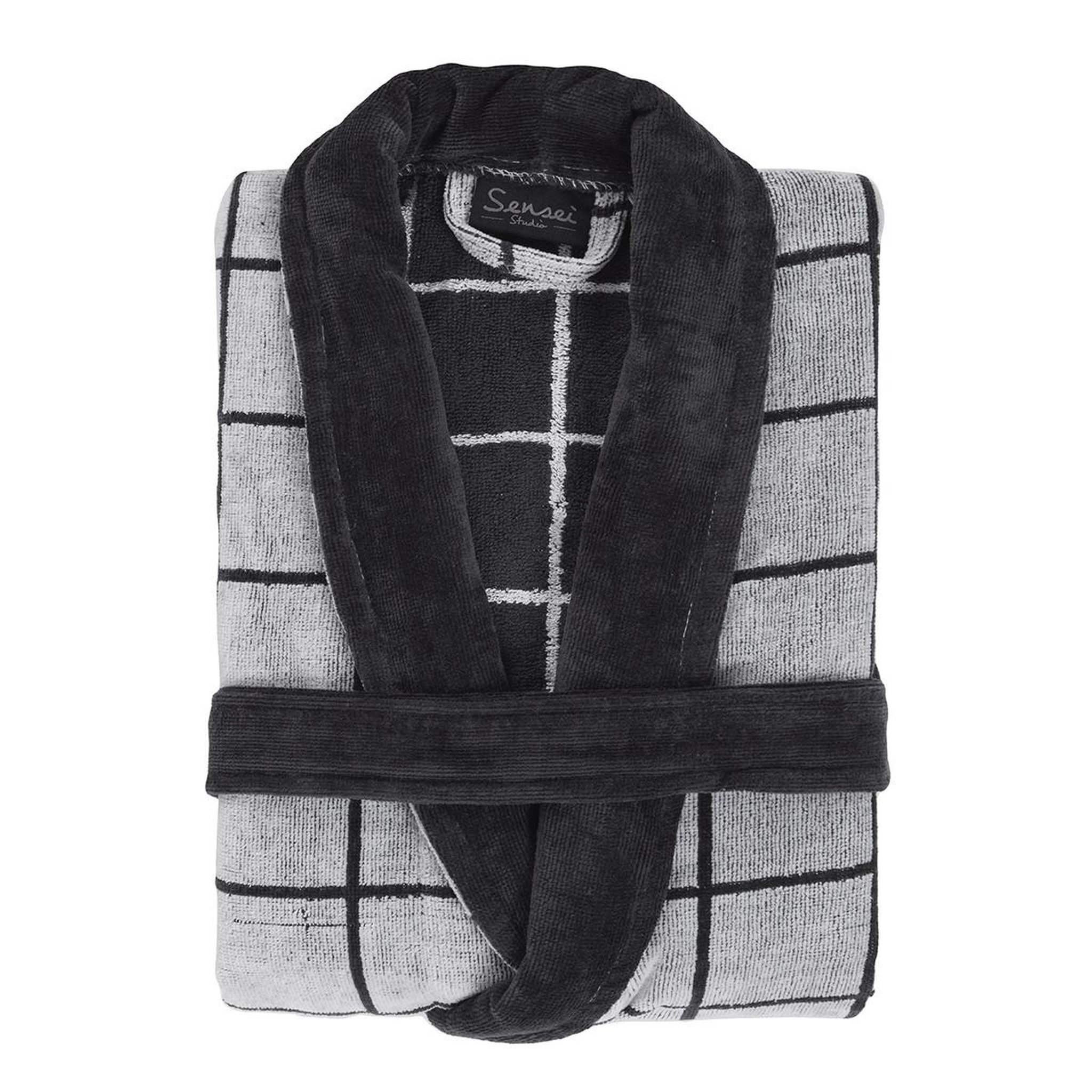 Voir la diapositive 4 : Sensei Maison Peignoir col châle velours CHECK