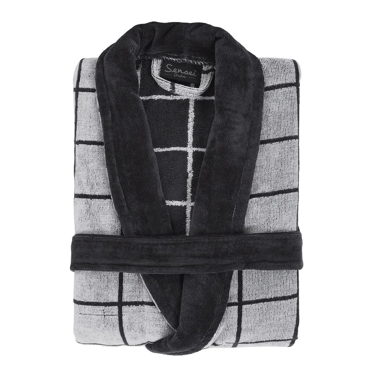 Sensei Maison Peignoir col châle velours CHECK