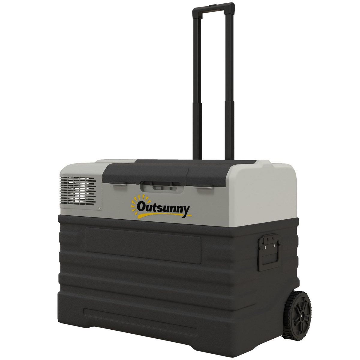 OUTSUNNY Glacière électrique voiture à compression 56L - réfrigérateur voiture congélateur 12/24V 60W max 2 modes gris noir