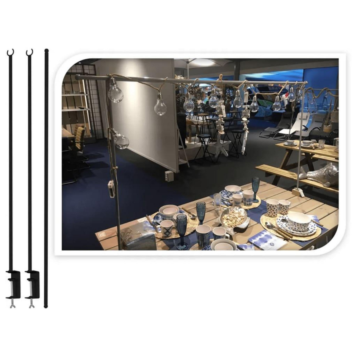 ProGarden ProGarden Tige de table decorative avec pince de table Metal Noir