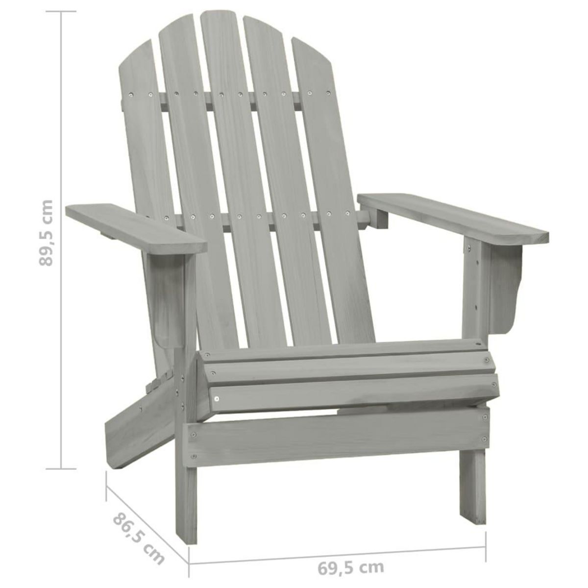 VIDAXL Chaise de jardin Adirondack avec table Bois de sapin Gris