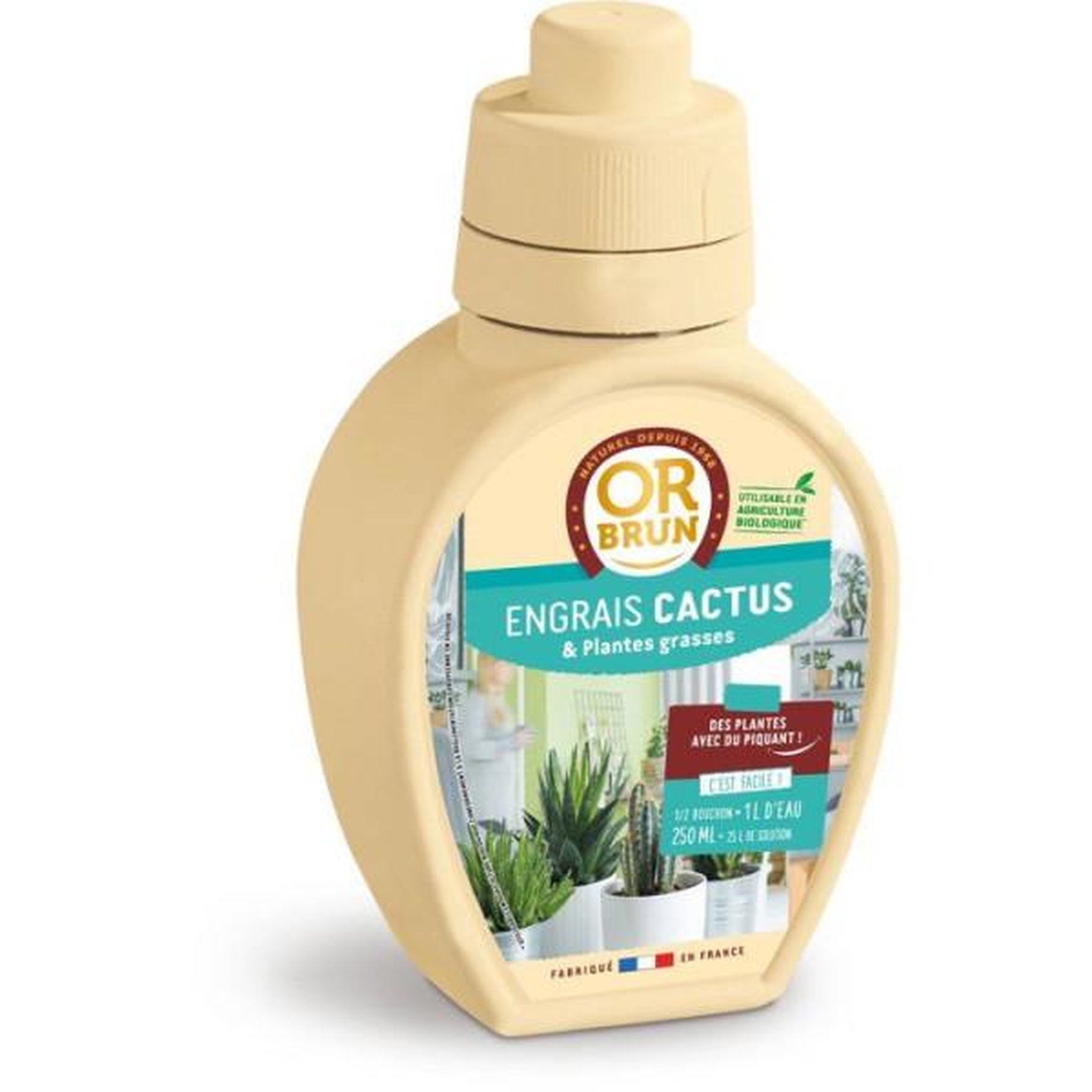 OR BRUN Engrais cactus & plantes grasses - or brun - obreclcactus250 - 250 ml - enrichit les plantes - fabriqué en france