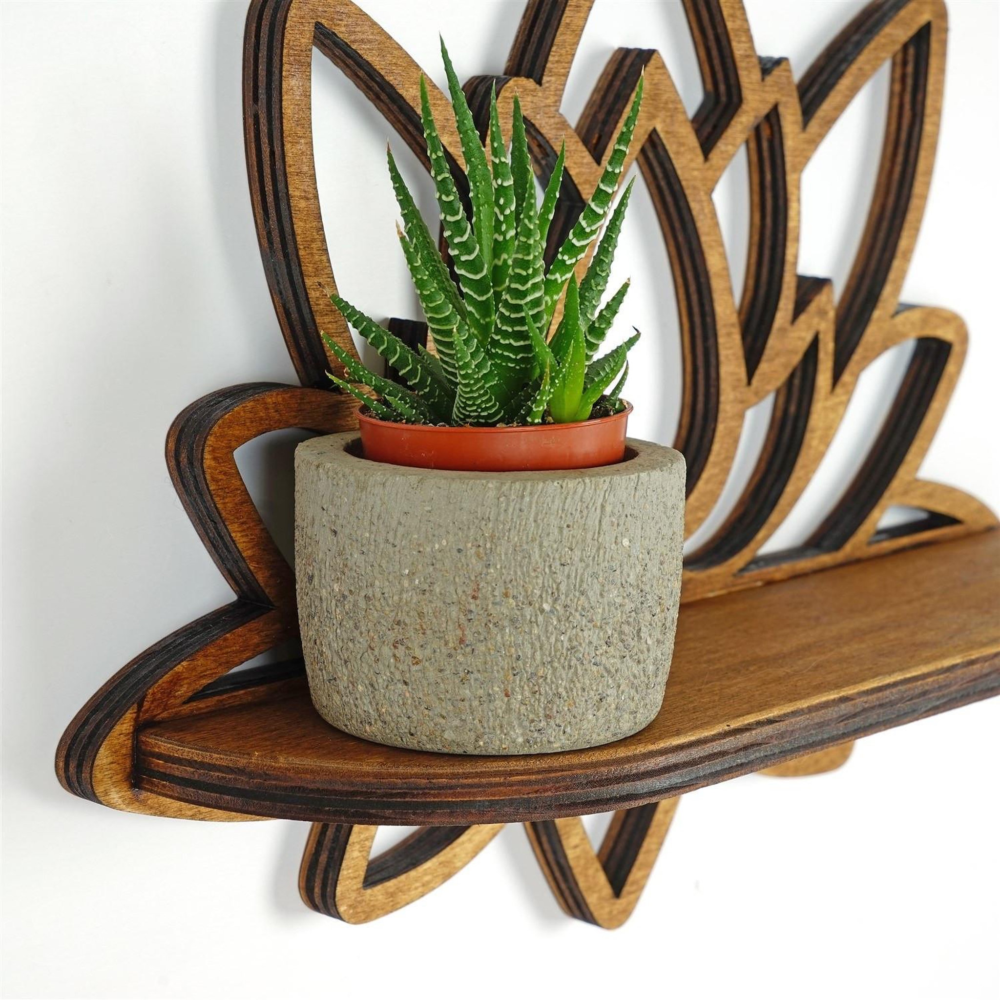 Voir la diapositive 4 : Habitat et Jardin Étagère murale en bois  raf264  - 33 x 10 x 26 cm - noyer