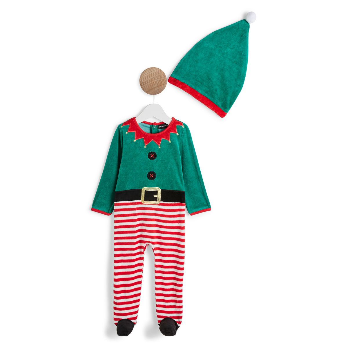 IN EXTENSO Dors bien velours de noël + bonnet bébé