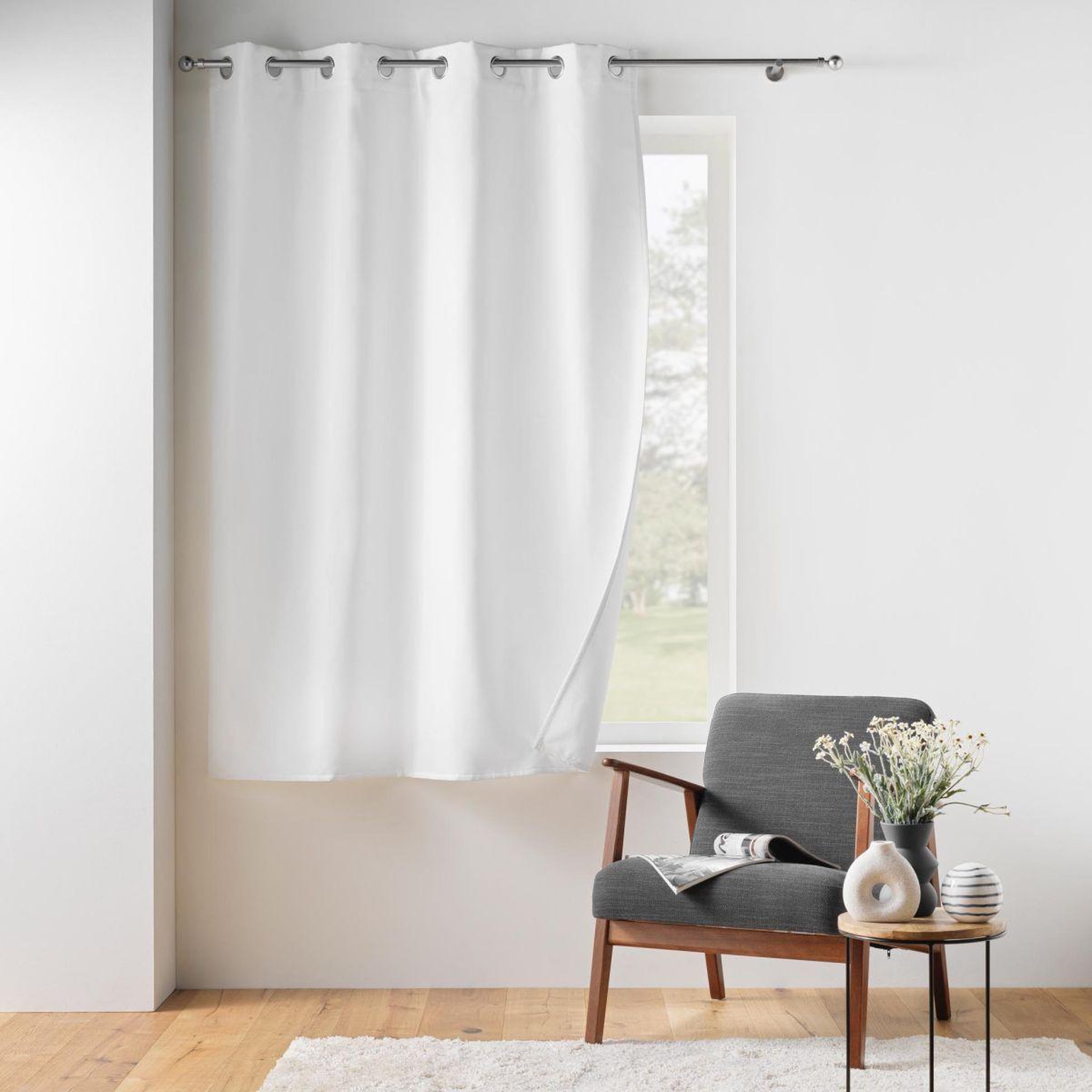 Voir la diapositive 5 : Douceur d'Intérieur Rideau isolant thermique  micropolar  135x180cm blanc