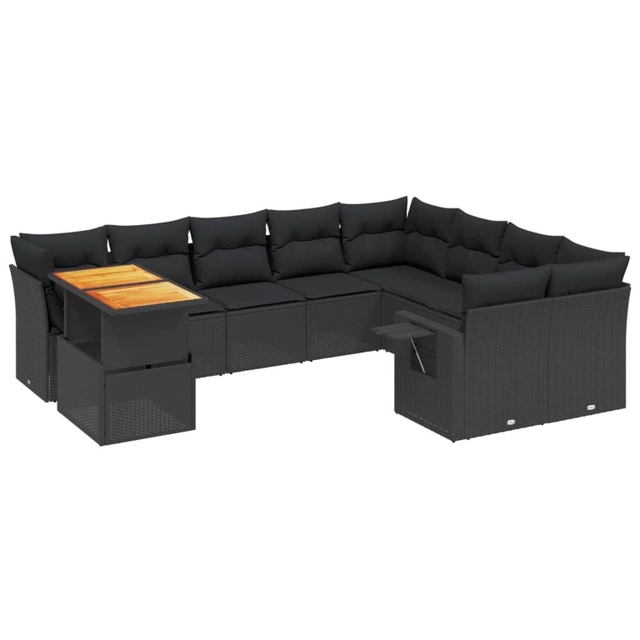 Voir la diapositive 2 : VIDAXL Salon de jardin 10 pcs avec coussins noir resine tressee