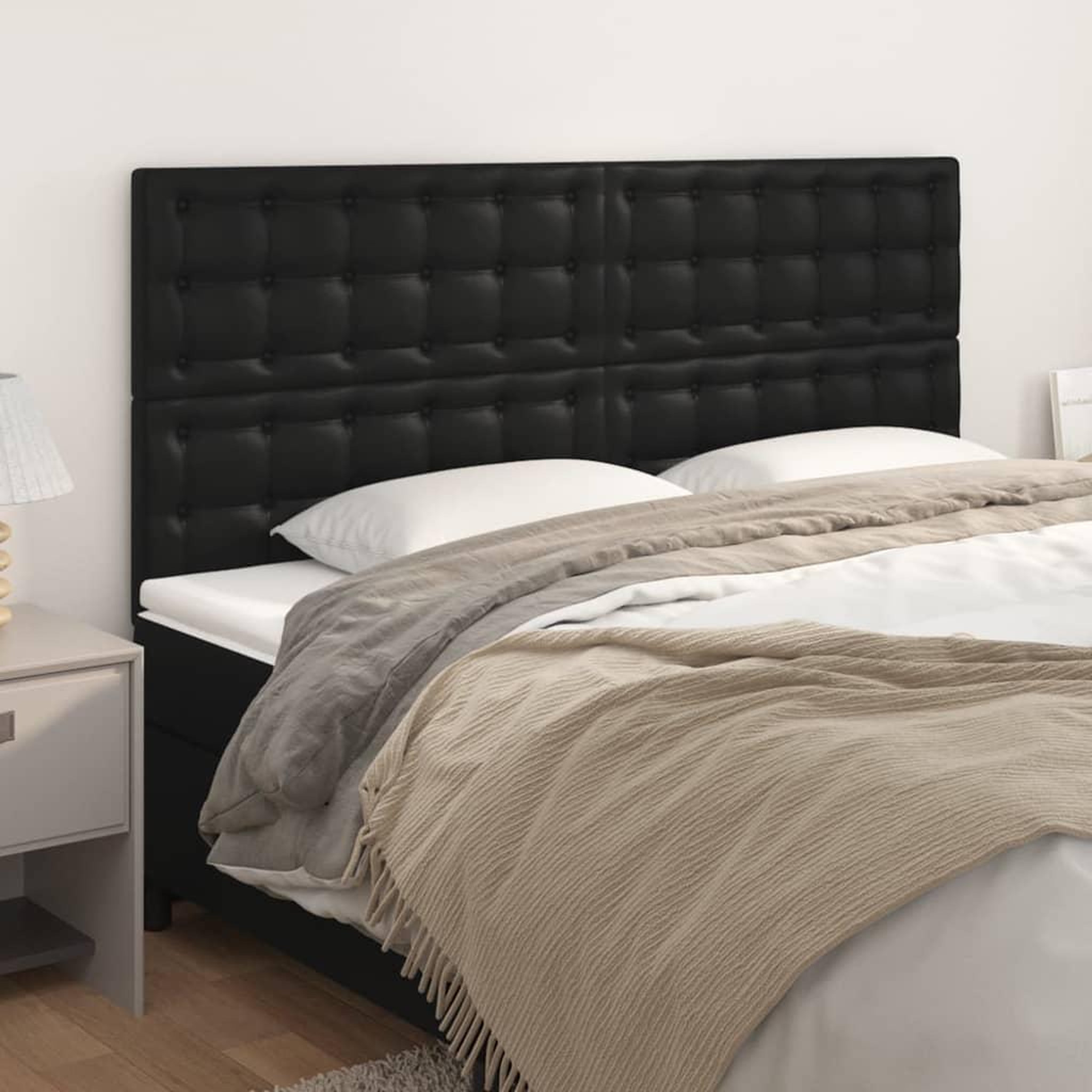 Voir la diapositive 1 : VIDAXL Tetes de lit 4 pcs Noir 80x5x78/88 cm Similicuir