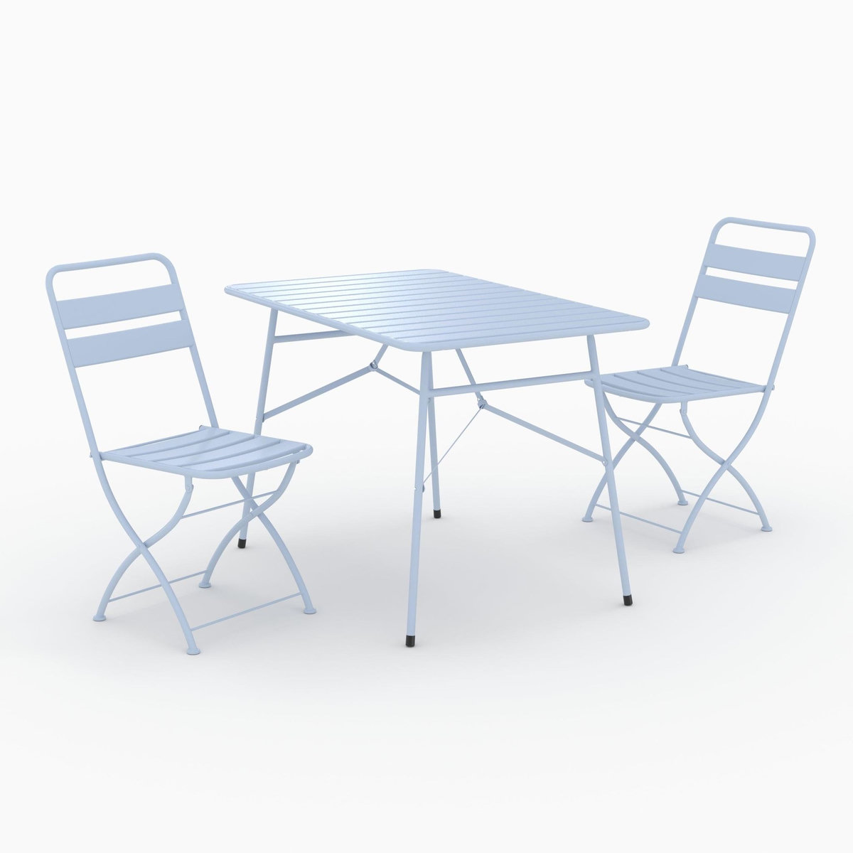 Rendez vous déco Table et chaises de jardin pliantes 4 personnes en métal bleu-Yumi