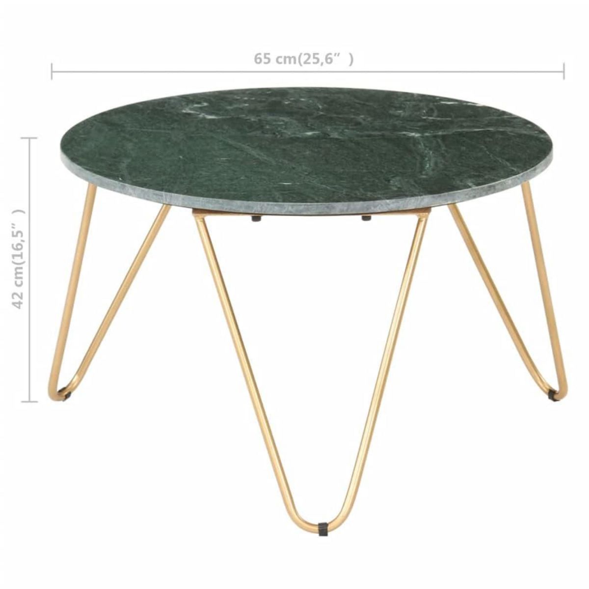 VIDAXL Table basse Vert 65x65x42 cm Pierre veritable et texture marbre