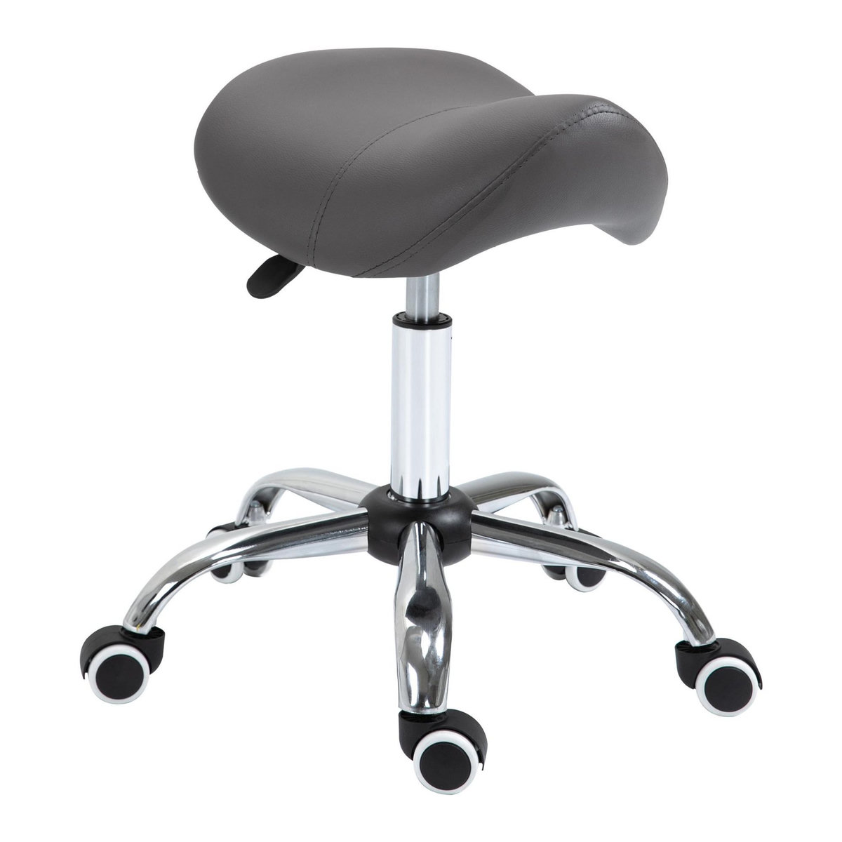 HOMCOM HOMCOM Tabouret de massage tabouret selle ergonomique pivotant 360° hauteur réglable revêtement synthétique gris chromé