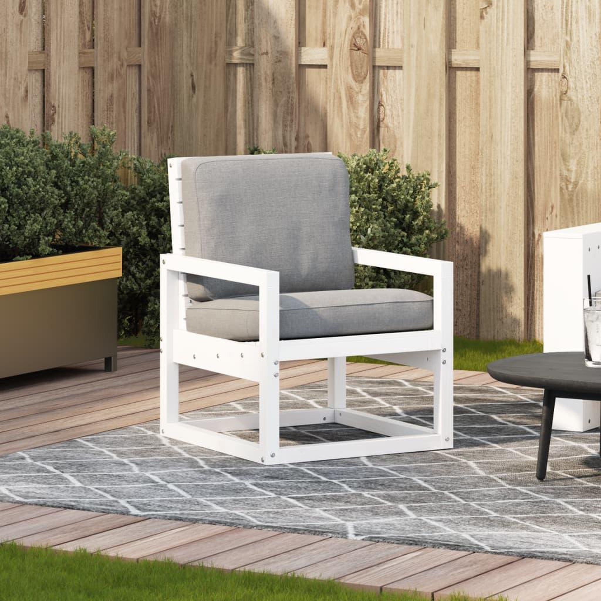 Voir la diapositive 3 : VIDAXL Chaise de jardin blanc 57,5x63x76 cm bois de pin massif