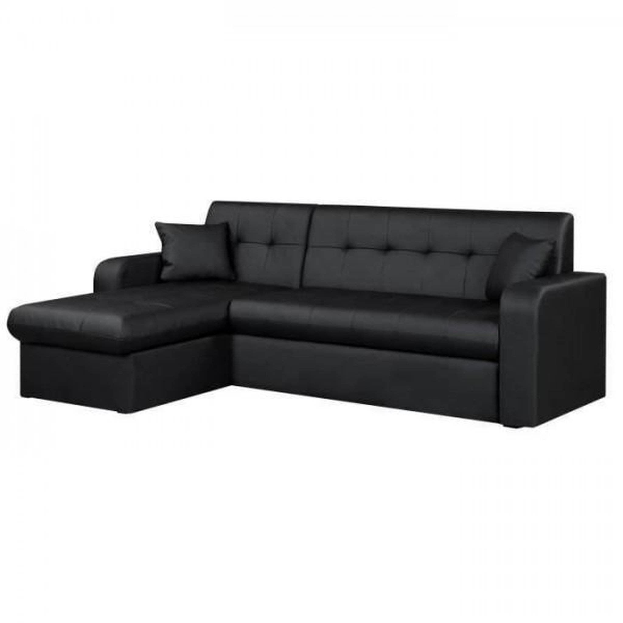 Voir la diapositive 3 : MARKET24 Canapé d'angle réversible convertible 3 places - Simili noir - Contemporain - L 235 x P 85 - 153 cm - ROMAN