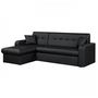 Voir la diapositive 3 : MARKET24 Canapé d'angle réversible convertible 3 places - Simili noir - Contemporain - L 235 x P 85 - 153 cm - ROMAN