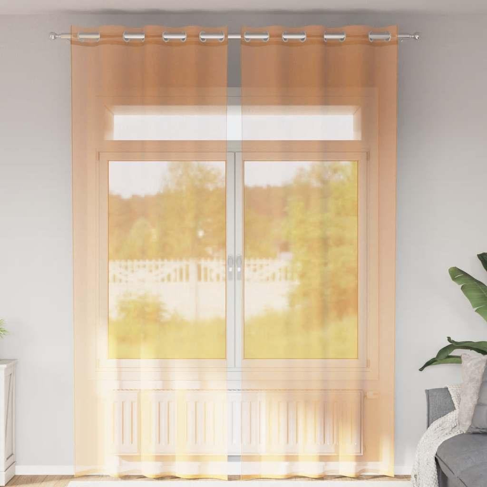 VIDAXL Rideaux en voile avec œillets 2 pcs orange 140x300 cm