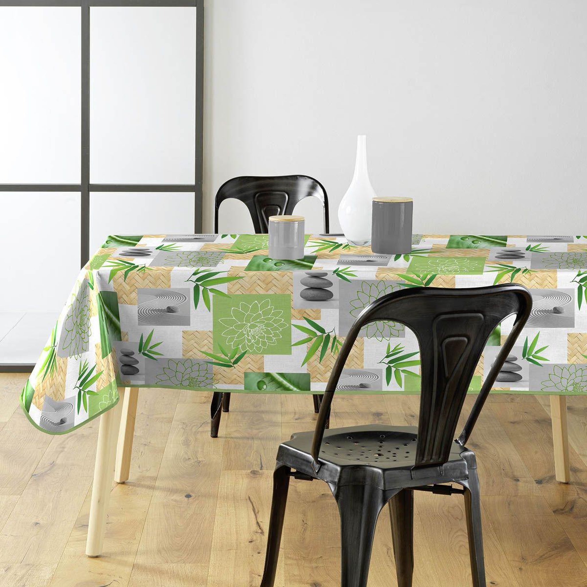 Douceur d'Intérieur Nappe toile cirée imprimé  almeria  140x240cm vert