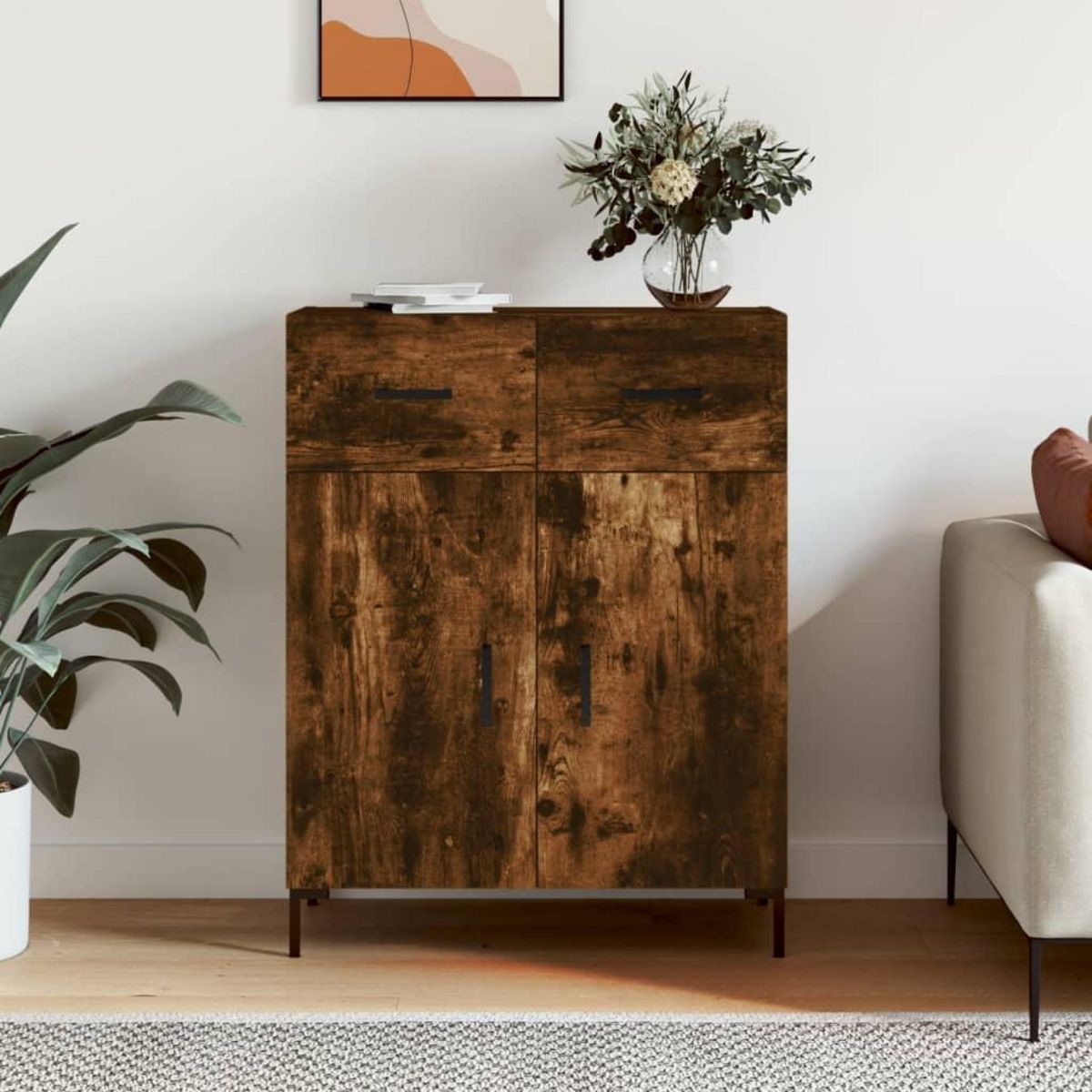 VIDAXL Buffet chene fume 69,5x34x90 cm bois d'ingenierie