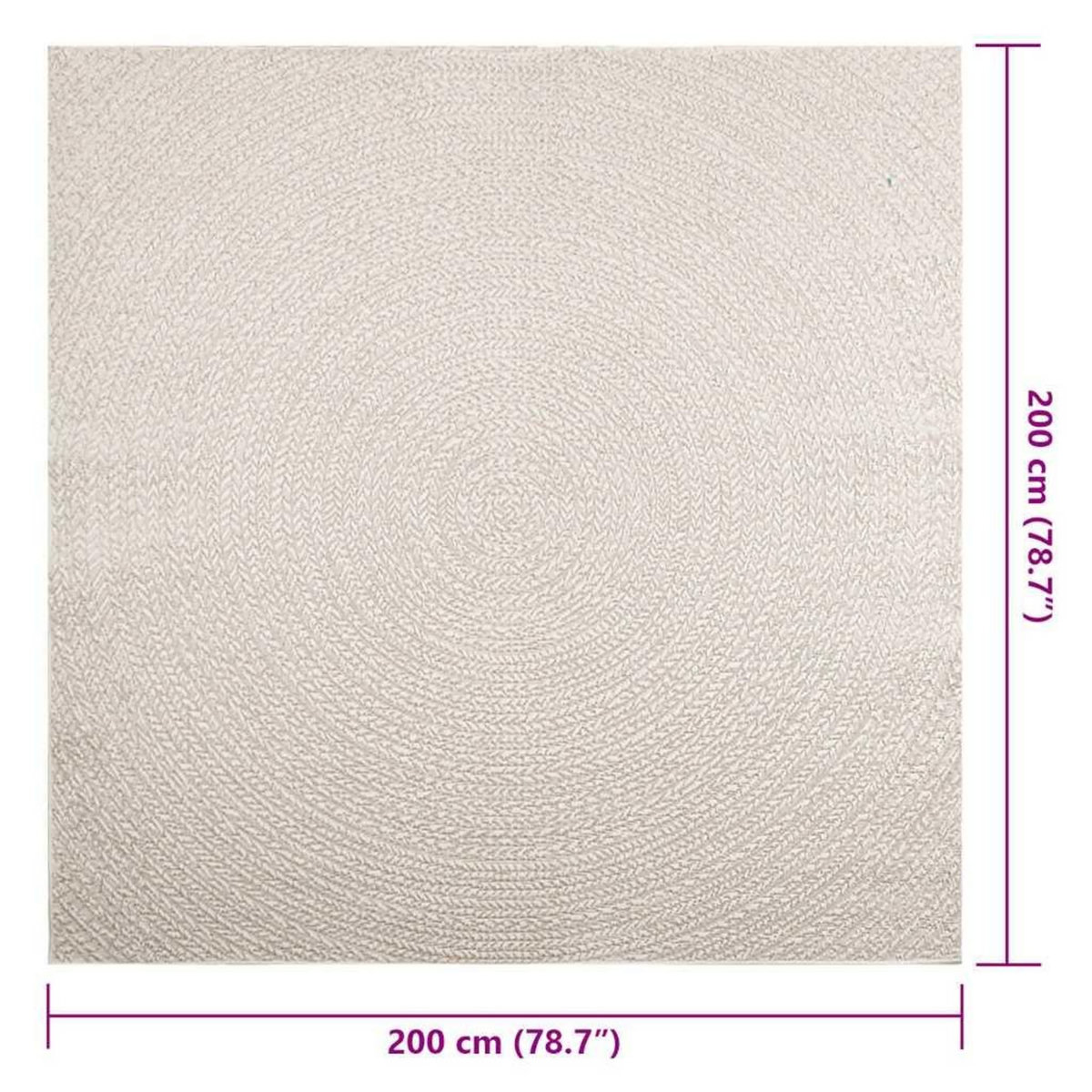 VIDAXL Tapis ZIZUR creme 200x200 cm aspect de jute interieur exterieur