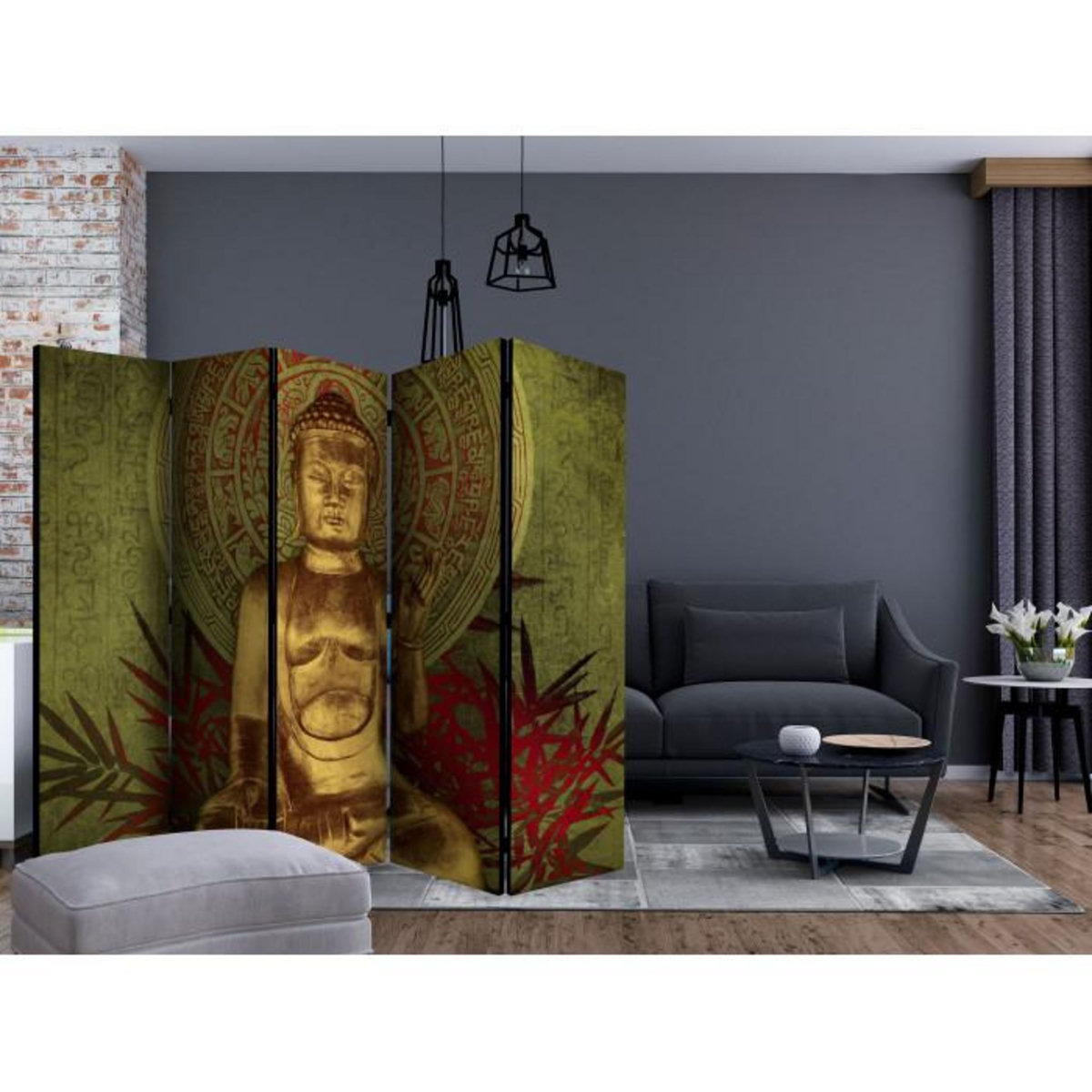 Paris Prix Paravent 5 Volets  Golden Buddha  172x225cm