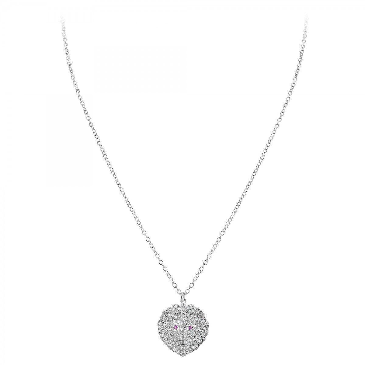 SC CRYSTAL Collier signe astrologique lion orné de Cristaux scintillants par SC Crystal en Métal rhodié