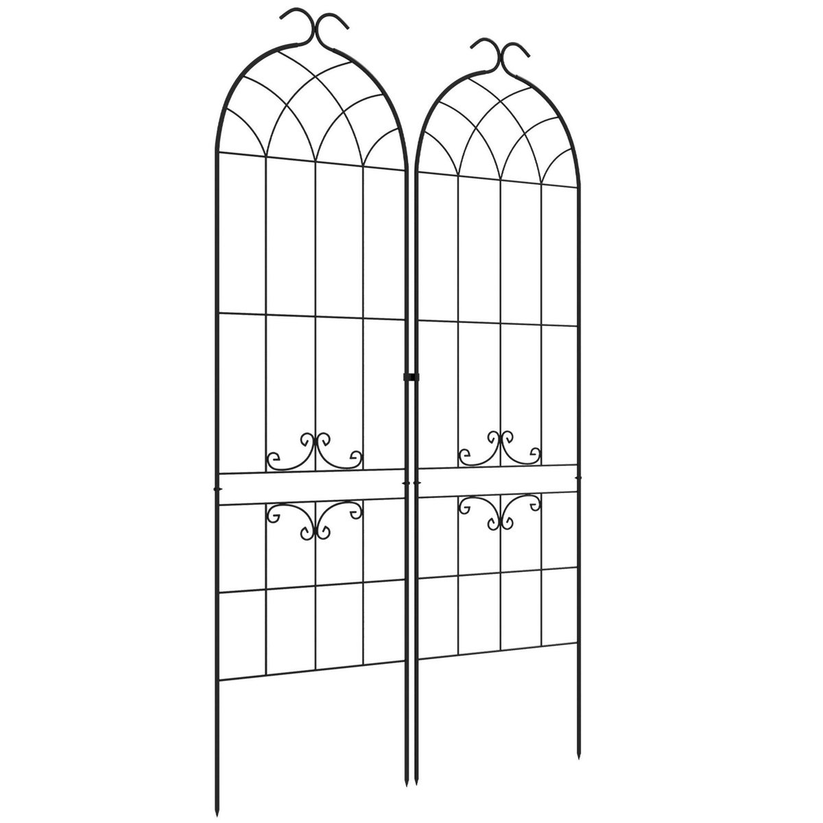 OUTSUNNY Lot de 2 treillis de jardin support pour plantes grimpantes métal noir