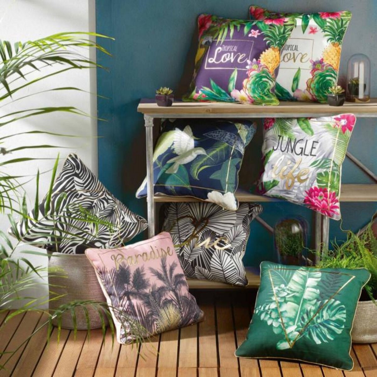 Paris Prix Coussin Passepoil  Paradise  45x45cm Rose & Noir