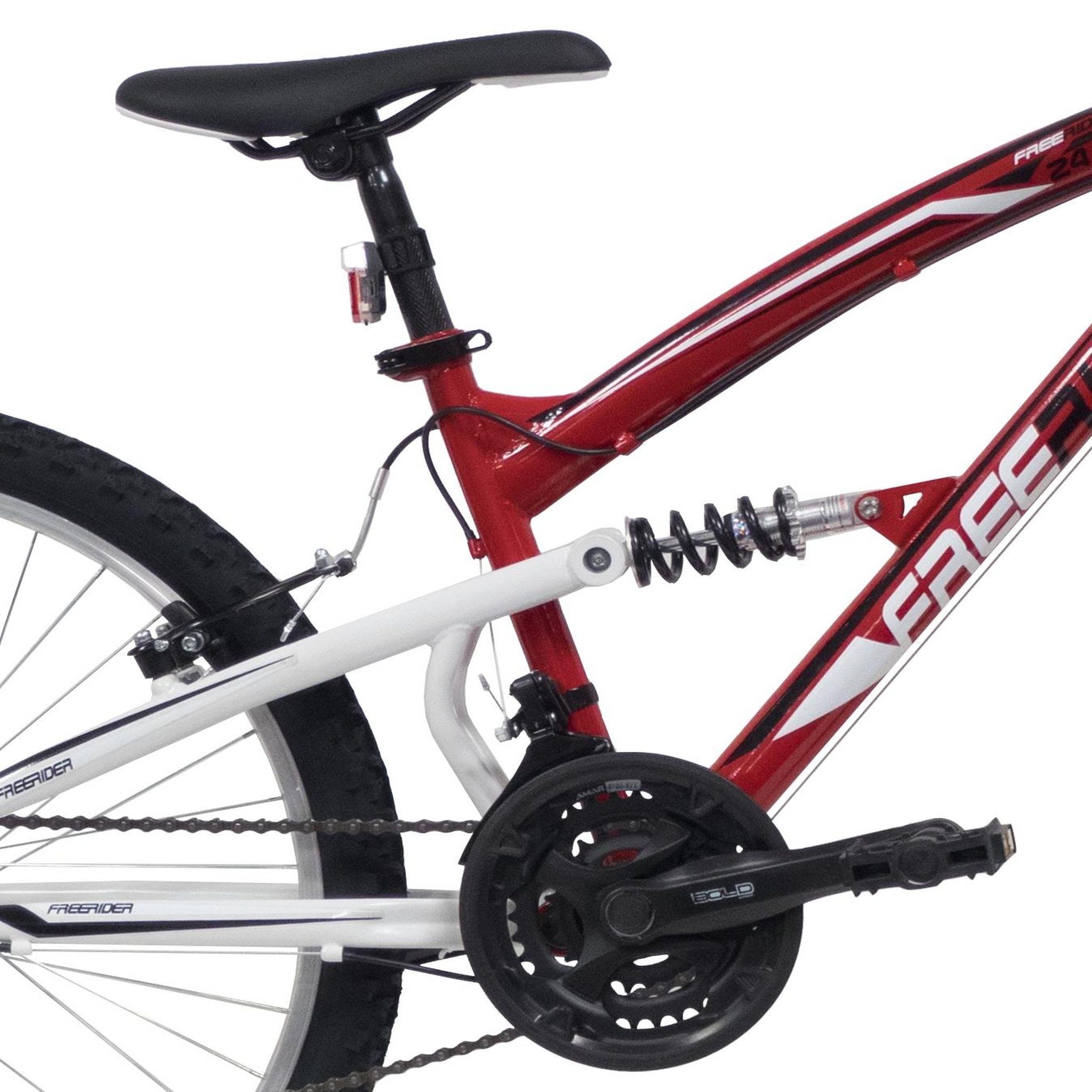 Voir la diapositive 3 : FREERIDER Vélo vtt 24'' tout suspendu pour adolescent de taille 135 à 160 cm- freins v brake - 18 vitesses indexées gripshift shimano - shimano ty21