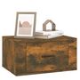 Voir la diapositive 4 : VIDAXL Table de chevet murale Chene fume 50x36x25 cm