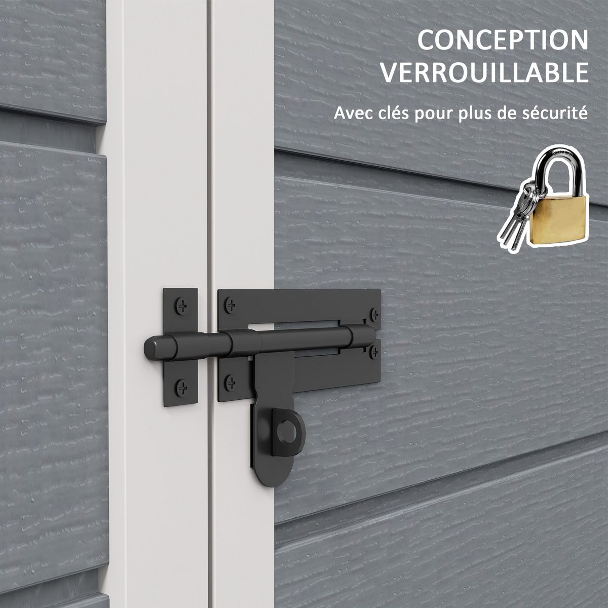 OUTSUNNY Abri de jardin cabanon 2,12 m² - 2 portes, fenêtre, aération, toit double pente - résine PP gris