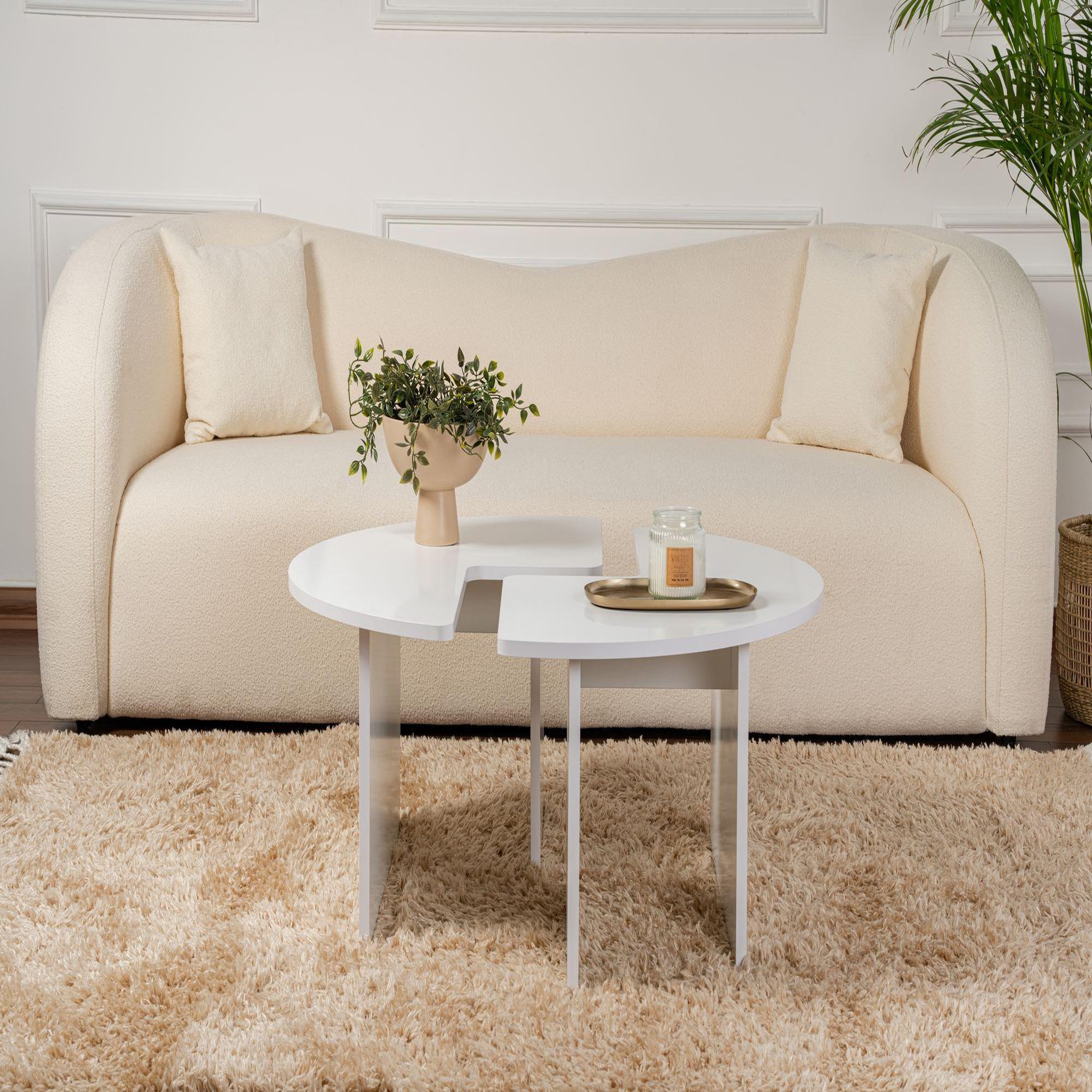 Voir la diapositive 3 : Habitat et Jardin Table basse en bois  moira  90 x 90 x 41 cm - blanc naturel