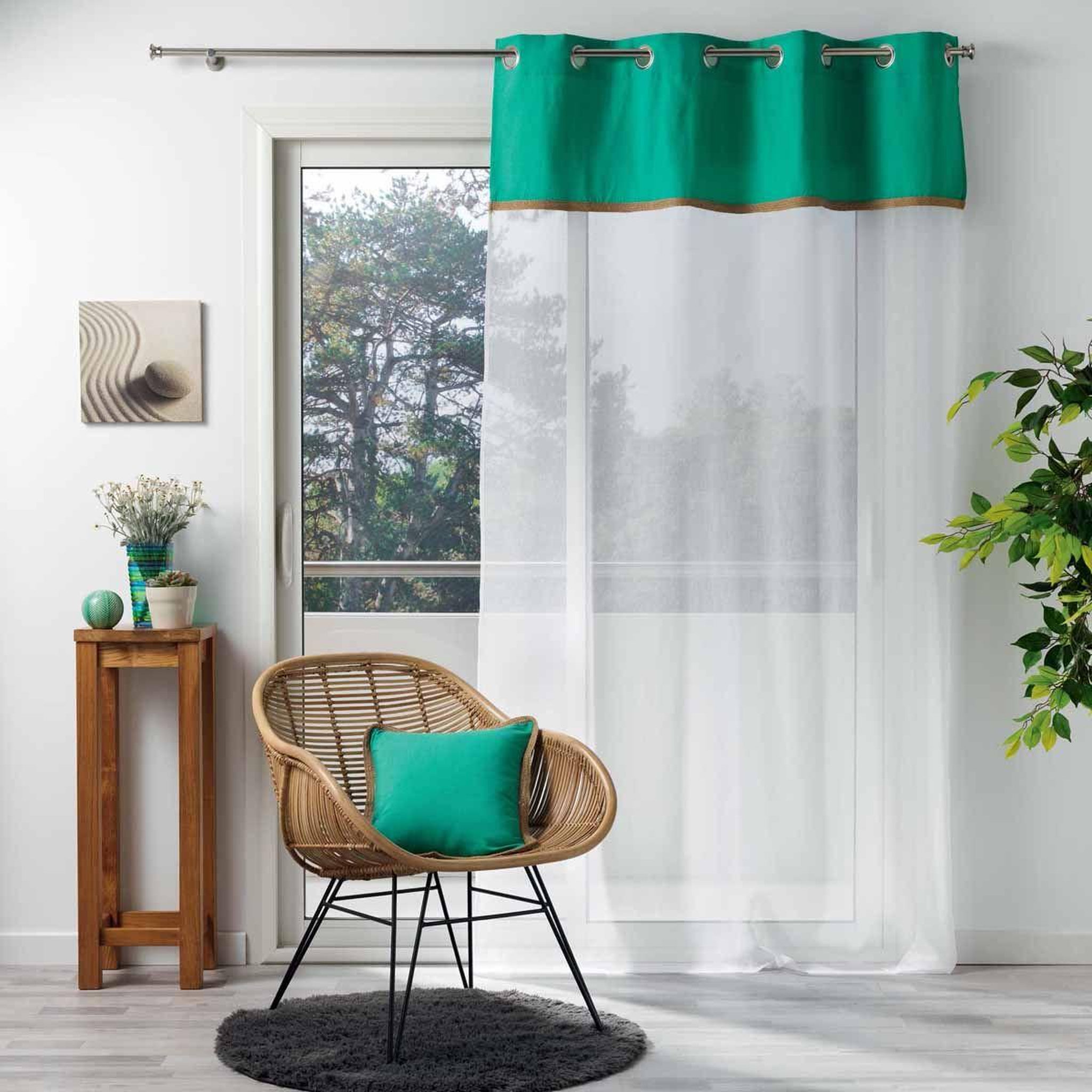 Voir la diapositive 4 : Douceur d'Intérieur Rideau voilage à œillets  kelonia  140x280cm vert