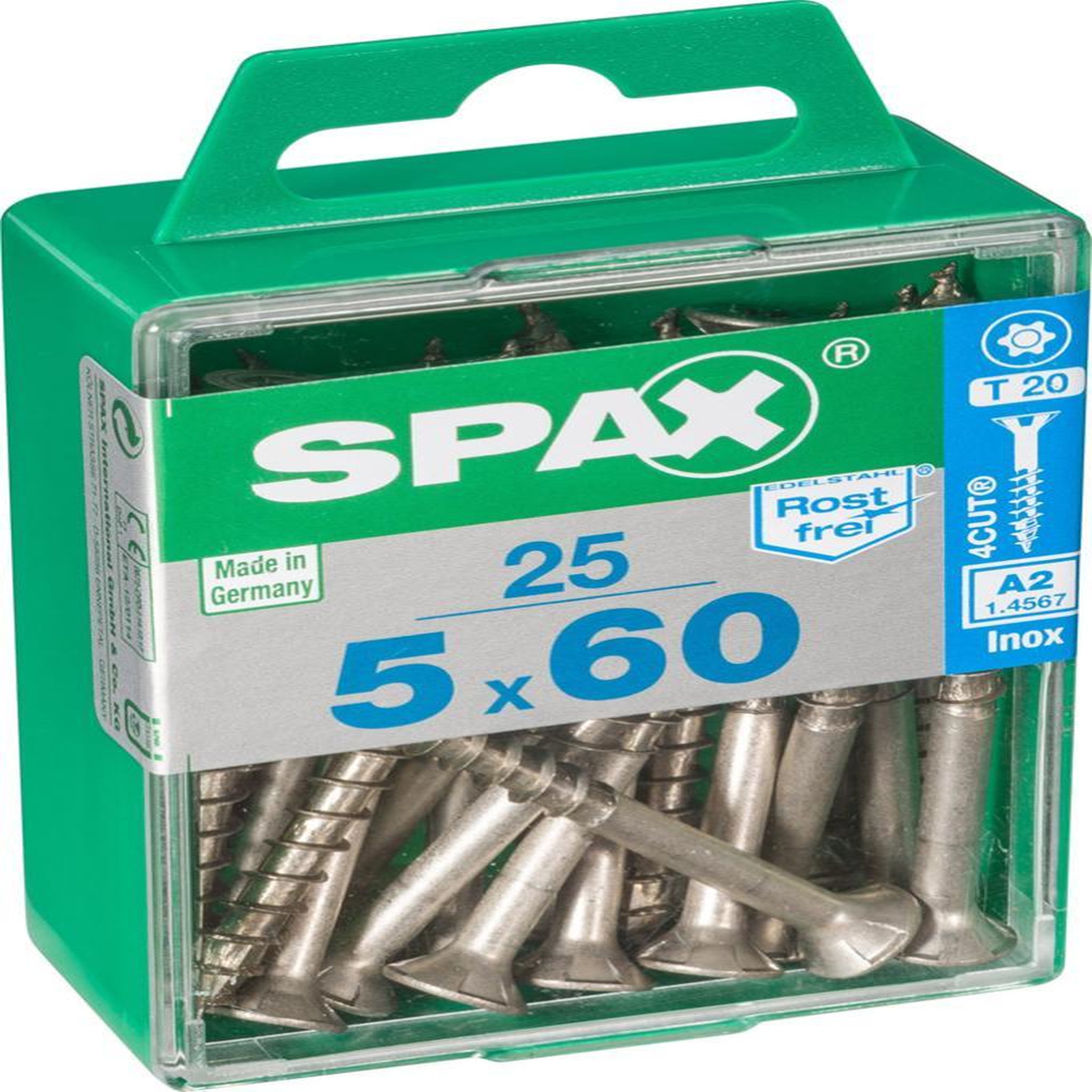 CENTRALE BRICO Lot de 25 vis inox tête fraisée torx SPAX, Diam.5 mm x L.60 mm