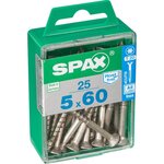 CENTRALE BRICO Lot de 25 vis inox tête fraisée torx SPAX, Diam.5 mm x L.60 mm