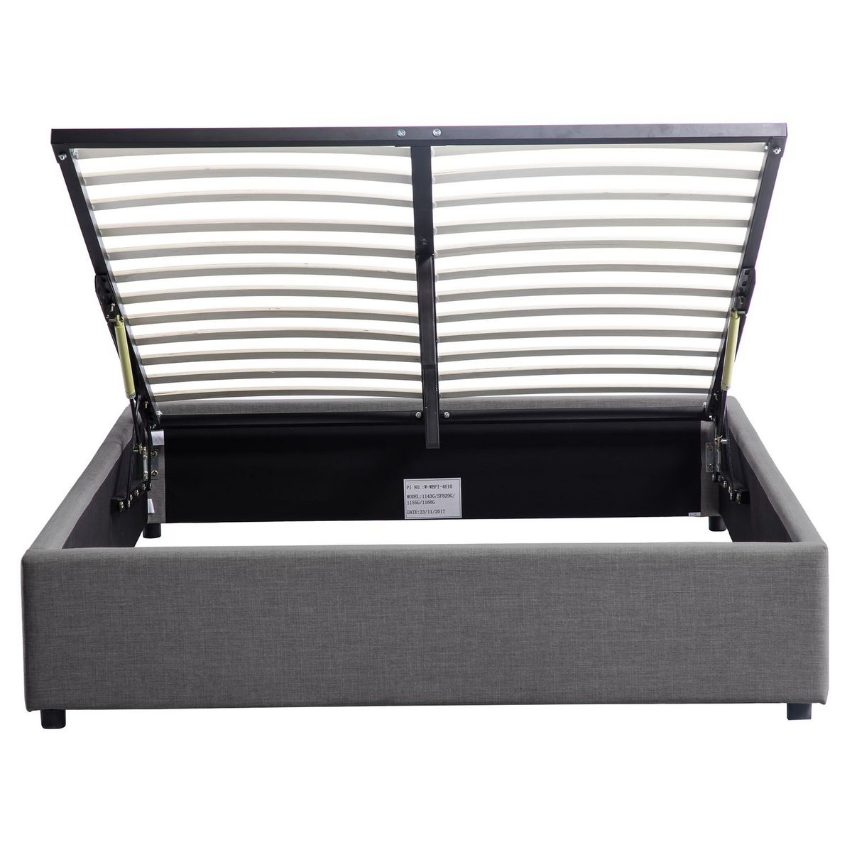 Lit coffre tissu avec sommier relevable 160x200 cm LEO