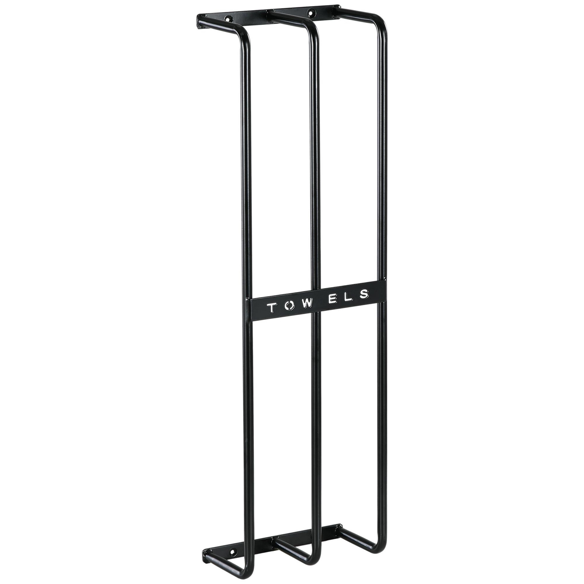 HOMCOM Porte-serviettes mural 3 barres - 6 serviettes max. - dim. 21L x 12l x 74H cm - métal noir
