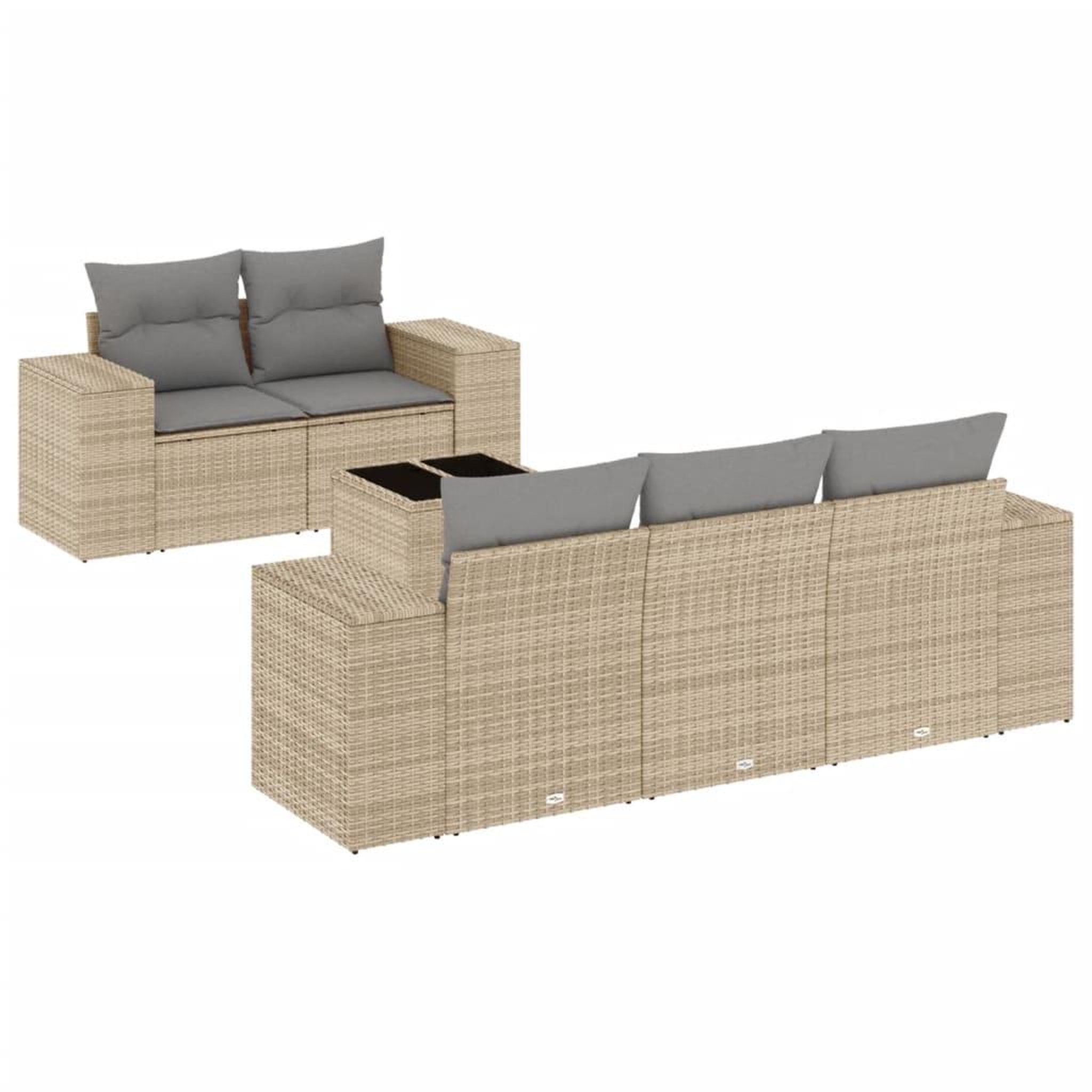 Voir la diapositive 2 : VIDAXL Salon de jardin avec coussins 6 pcs beige resine tressee