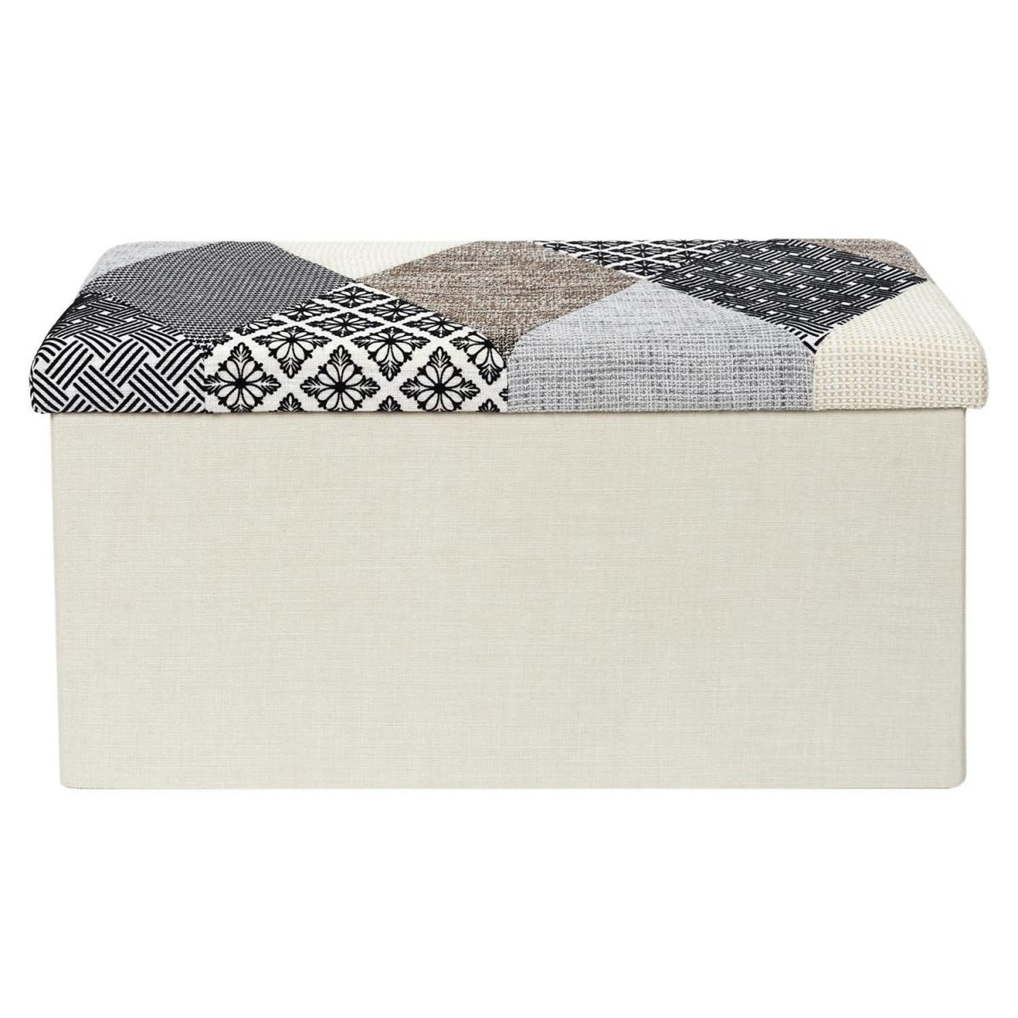Voir la diapositive 2 : The Home Deco Factory Banc coffre pliable  patchwork  76cm gris