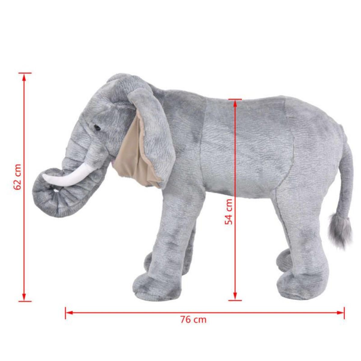 VIDAXL Jouet en peluche Éléphant Gris XXL