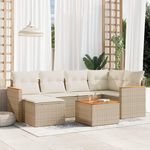 VIDAXL Salon de jardin avec coussins 7 pcs beige resine tressee