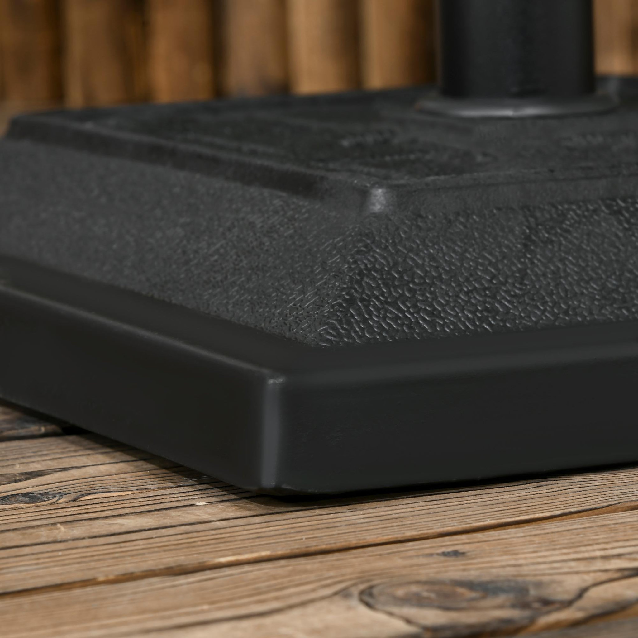 Voir la diapositive 6 : OUTSUNNY Pied de parasol carré base de lestage résine aspect rotin tressé poids net 12 Kg noir