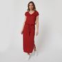 Voir la diapositive 1 : IN EXTENSO Robe longue ceinturée rouge brique femme