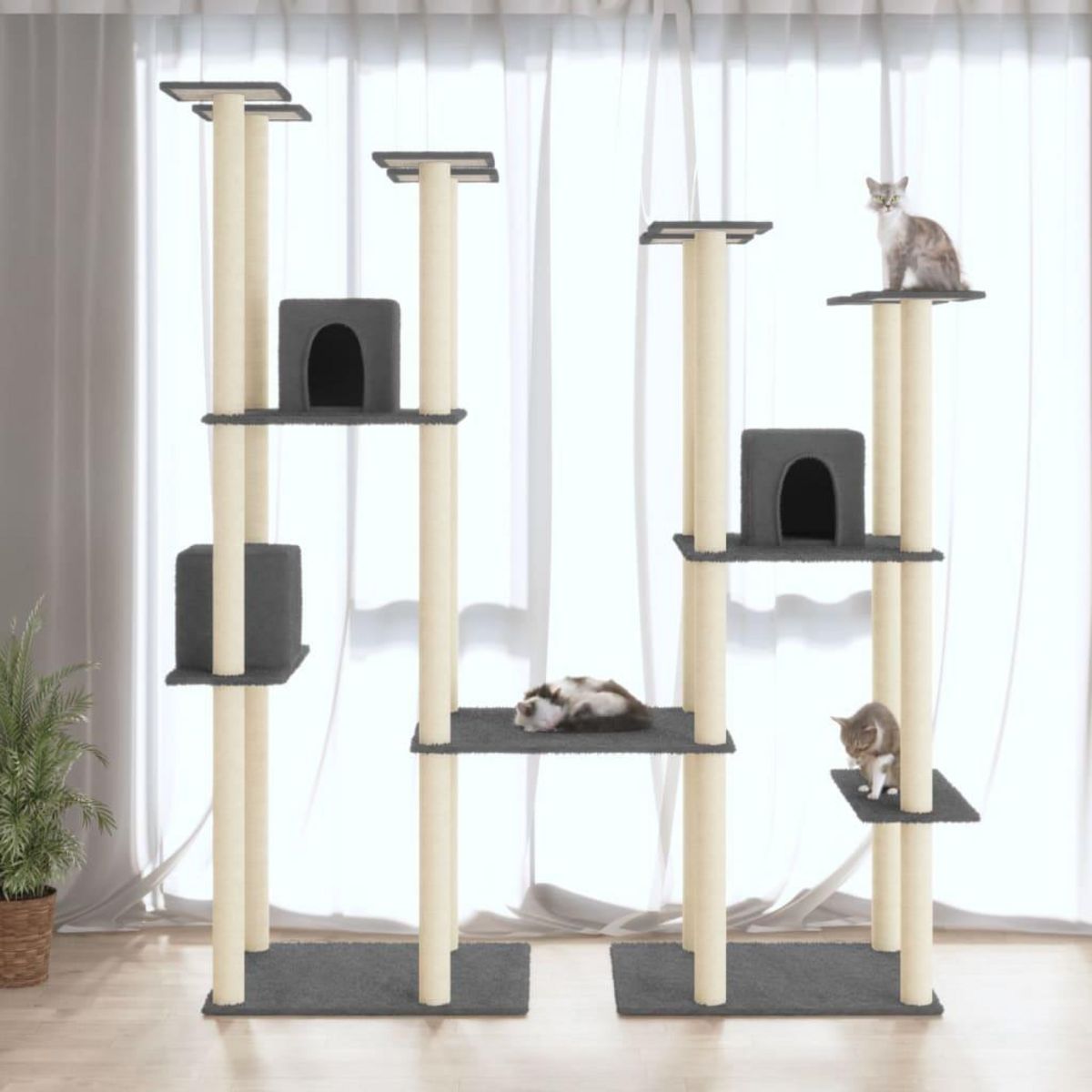 VIDAXL Arbre a chat avec griffoirs en sisal Gris fonce 174 cm