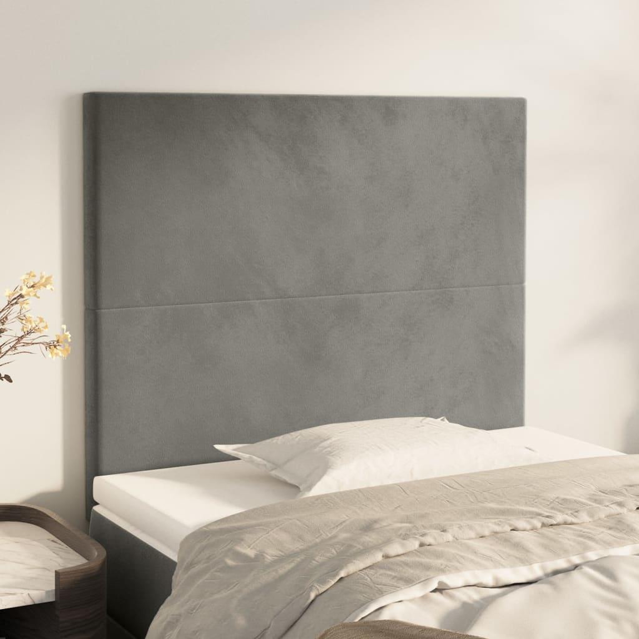 Voir la diapositive 1 : VIDAXL Tetes de lit 2 pcs Gris clair 100x5x78/88 cm Velours